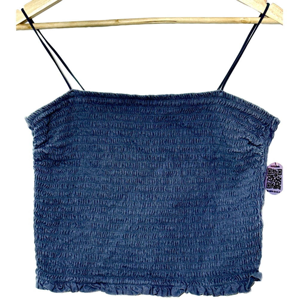 Abercrombie & Fitch Navy Blue Ruffle Sleeveless Cropped Tank Top Crop Top Sz XL